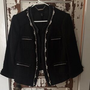 White House Black Market Blazer Pearls Leather
